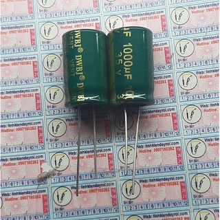 Tụ điện hóa 1000uf 35v xanh lá 13x21mm tần số cao