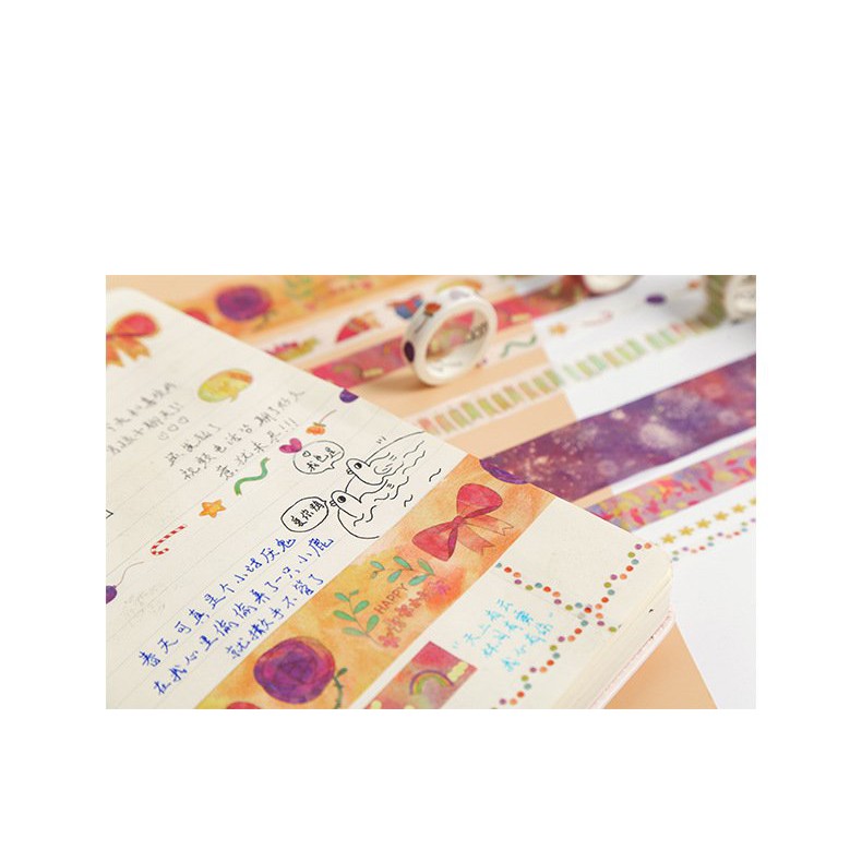 Set 10 cuộn Washi Tape băng dính dán , trang trí có Hộp xinh yêu - A09