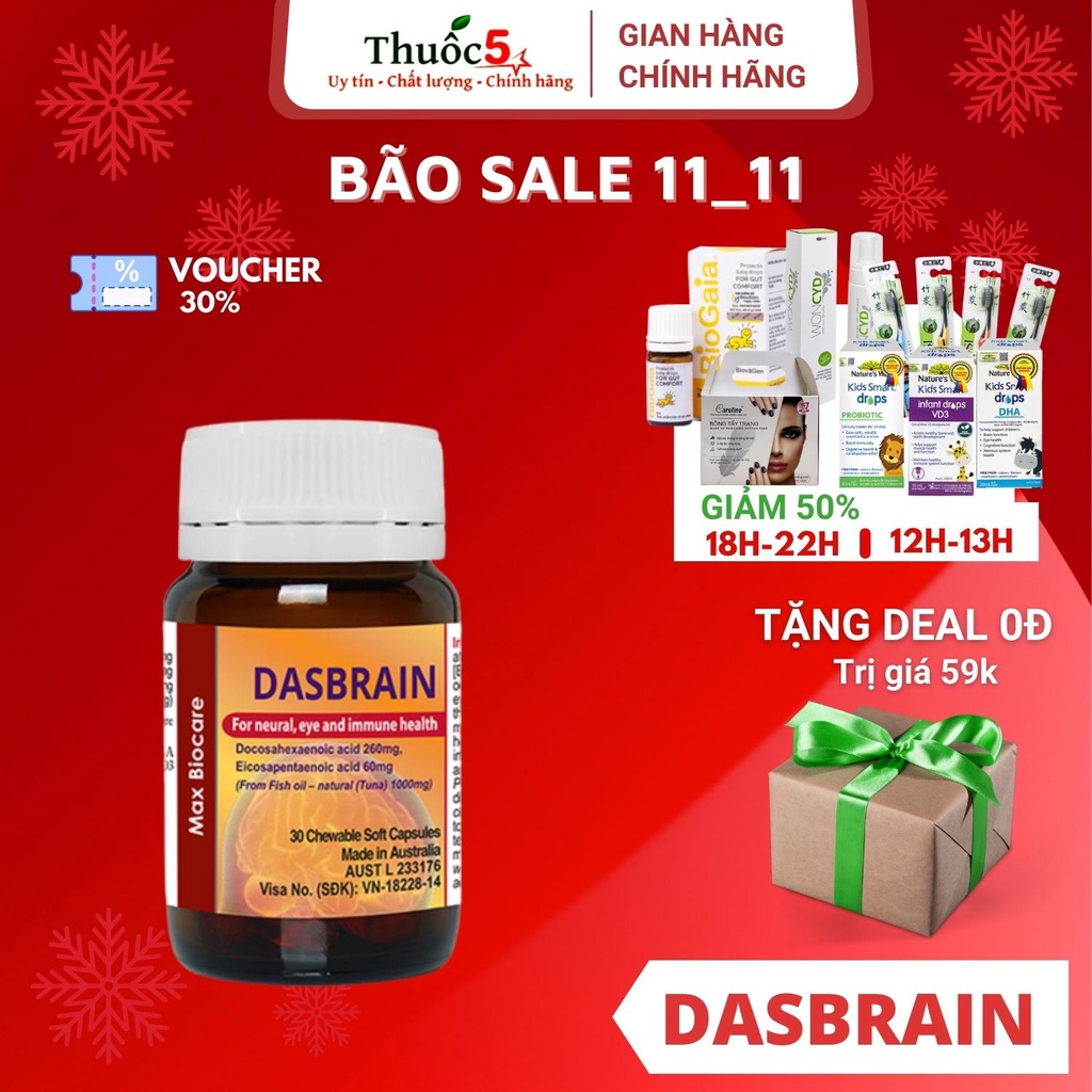 Dasbrain viên uống bổ não - Hộp 30 viên