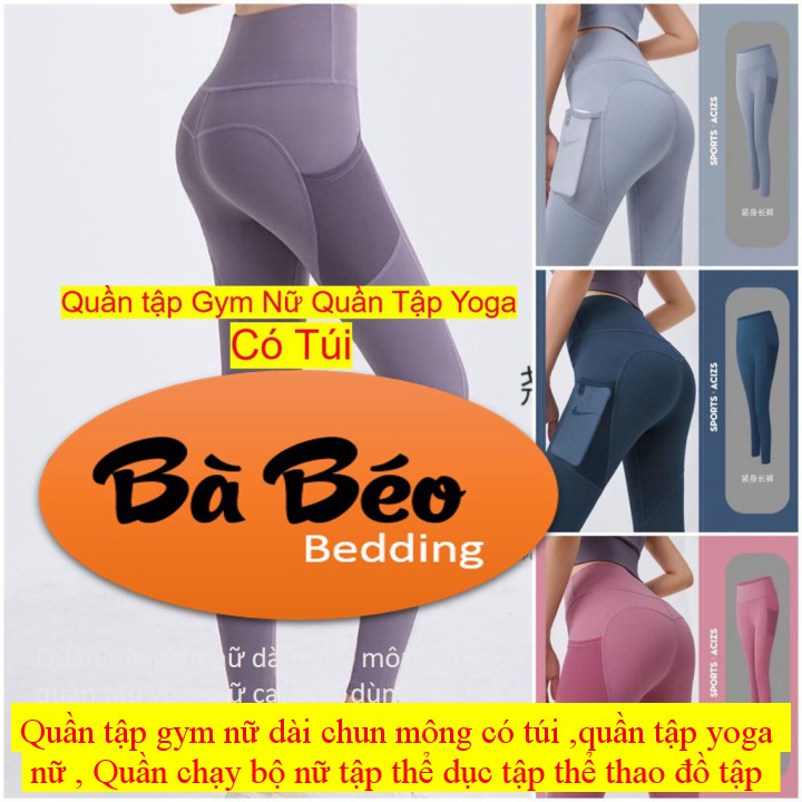 Quần tập gym nữ dài chun mông có túi ,quần tập yoga nữ , Quần chạy bộ nữ tập thể dục tập thể thao đồ tập gym nữ quần tập