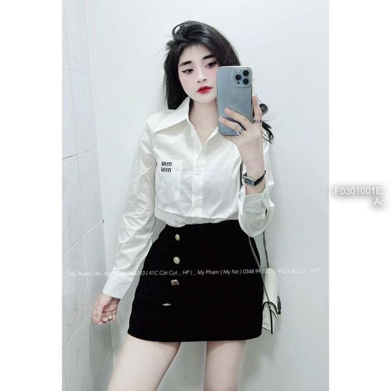 [Mã FAMARAL1 giảm 10K đơn 50K] Áo sơ mi nữ trắng dài tay form rộng miumiu 1 màu | BigBuy360 - bigbuy360.vn