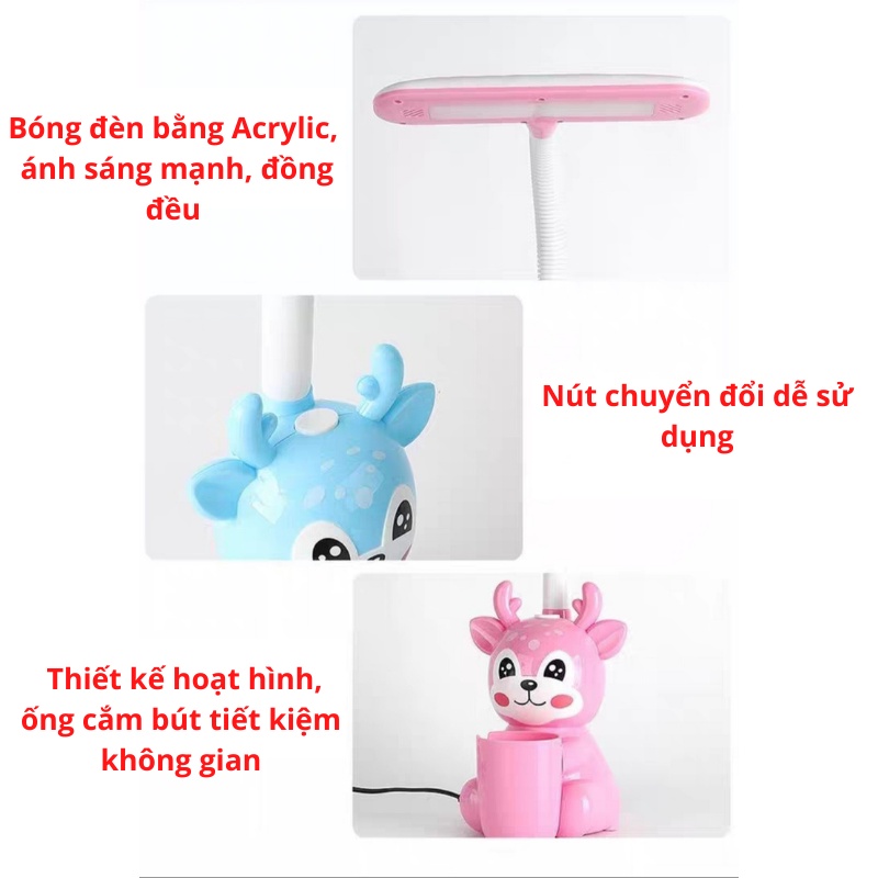 Đèn học để bàn đa năng chống cận MẮT VIỆT 007A - đèn 3 chế độ ánh sáng Kèm khay để bút , điện thoại,..