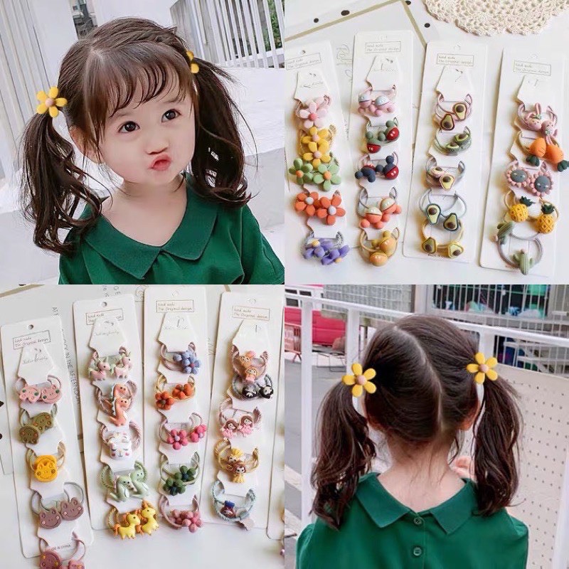 Set 5 dây buộc tóc bé gái dễ thương