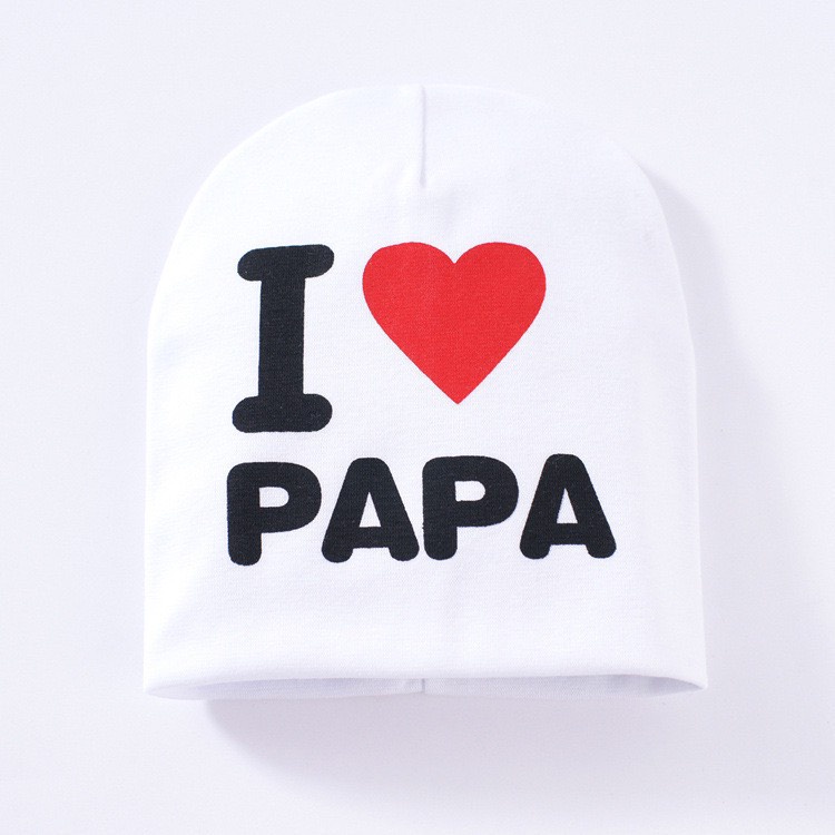 Mũ cotton ILOVE PAPA , MAMA  cho bé
