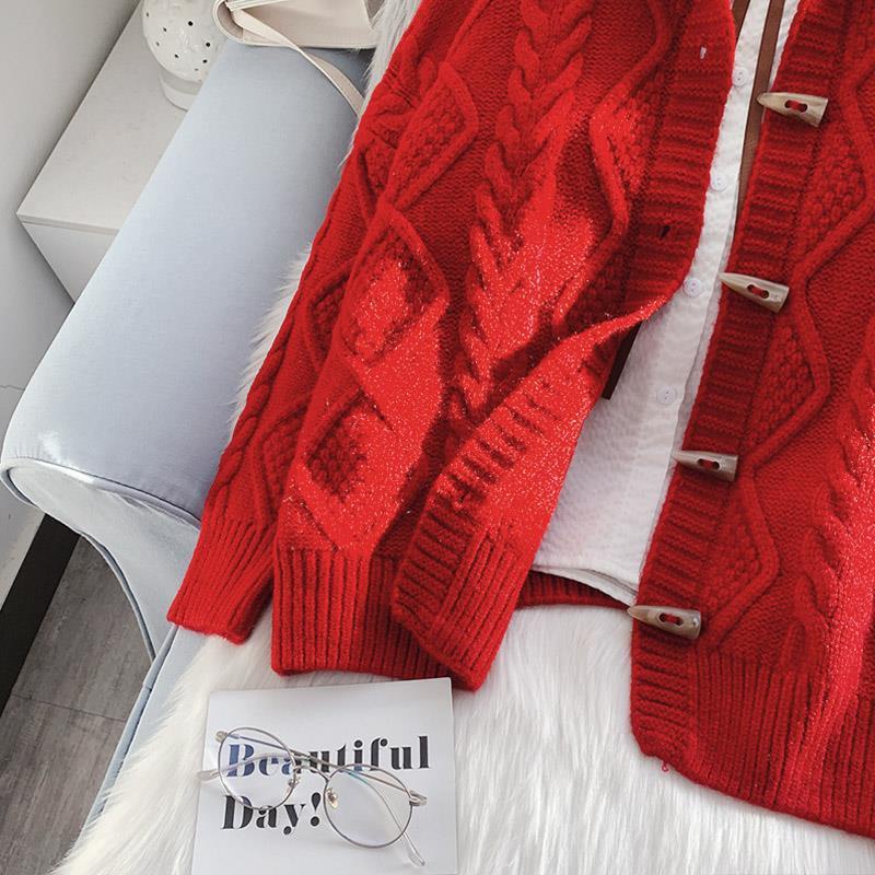 HAPPY HOMLIV Áo khoác Cardigan Áo len dày hai lớp dành cho phụ nữ