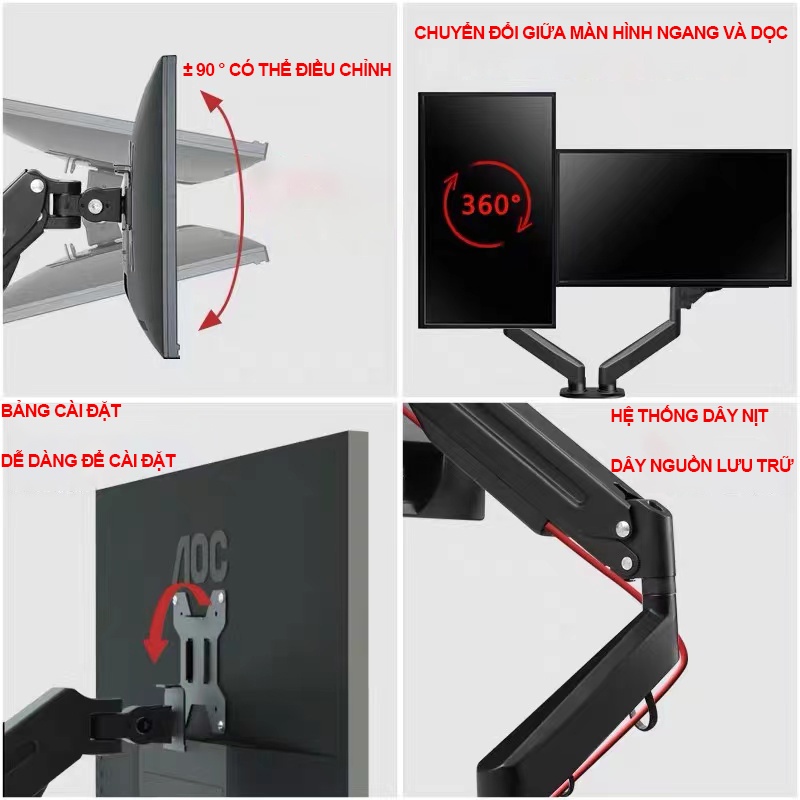 giá đỡ màn hình Giá treo màn hình máy tính 17 - 27 inch Tải trọng 8Kg Mẫu mới 2022