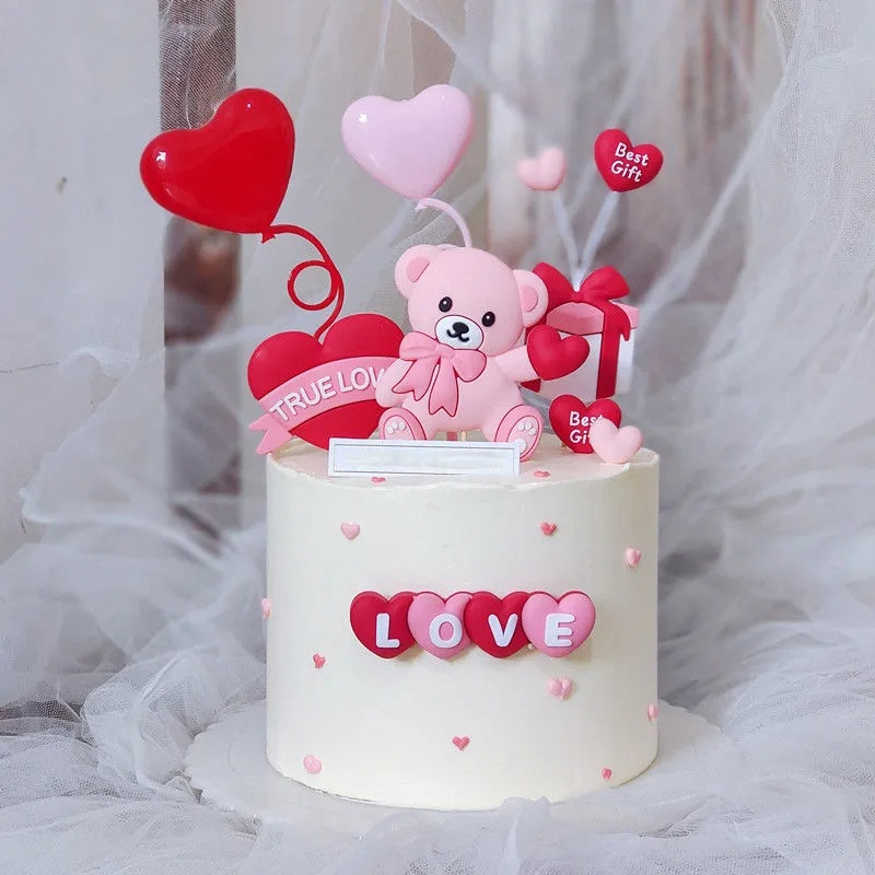 1 Bộ 4 Thẻ Cắm Trang Trí Bánh Kem Hình Trái Tim