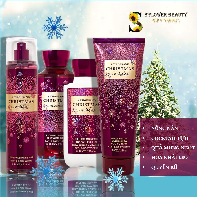 ❄️ BST Winter | A Thousand Christmas Wishes | Bộ Sản Phẩm Gel Tắm -  Dưỡng Thể - Xịt Thơm Toàn Thân Bath &amp; Body Works