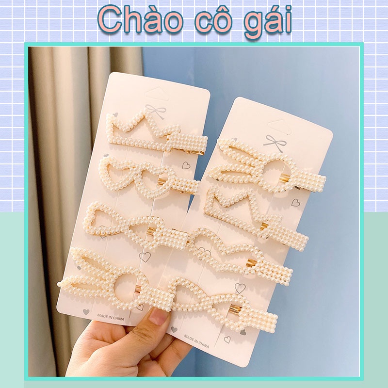 Kẹp Tóc Hình Trái Tim Đính Ngọc Trai Thời Trang Hàn Quốc Chất Lượng Cao Cho Nữ