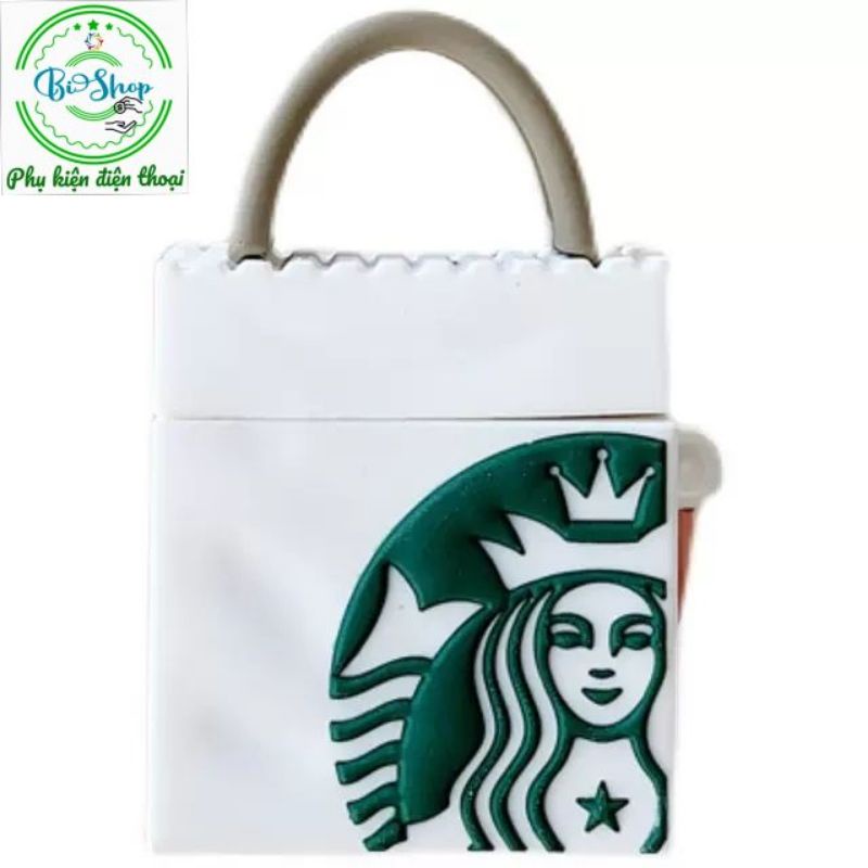 🍀 Tặng kèm móc treo 🍀 Case bao airpod silicon 1 2 Pro Starbucks Túi vỏ bọc tai nghe không dây i11, i12...