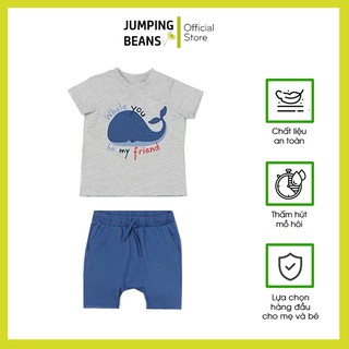 Bộ Malwee áo xám cá voi quần xanh cho bé trai 2-7y (MW6341) - Jumping Beans Official Store