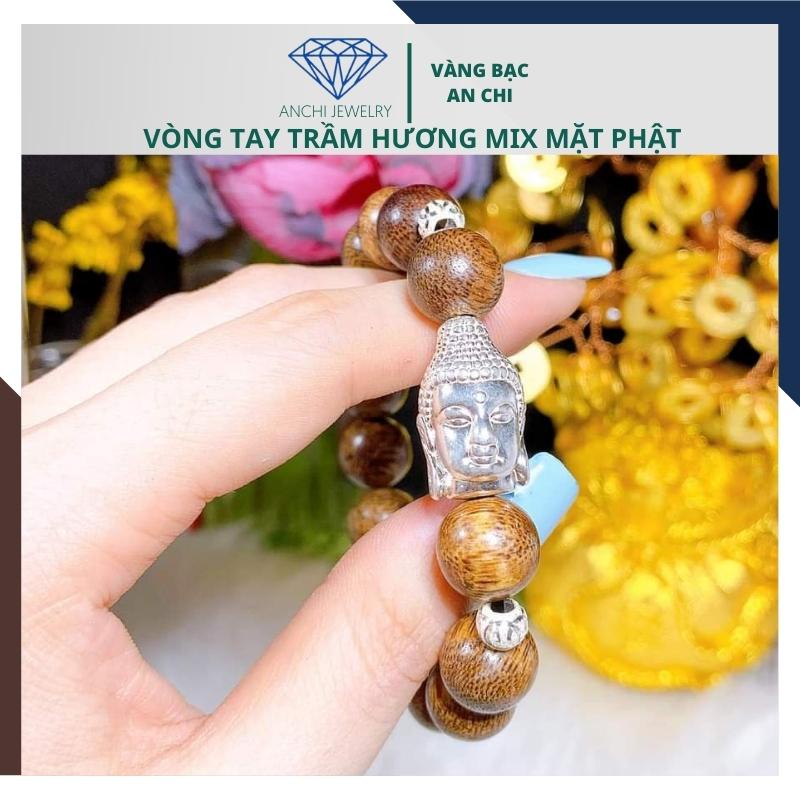 Vòng tay trầm hương mặt phật, hạt nhỏ cho nam nữ. Anchi jewelry