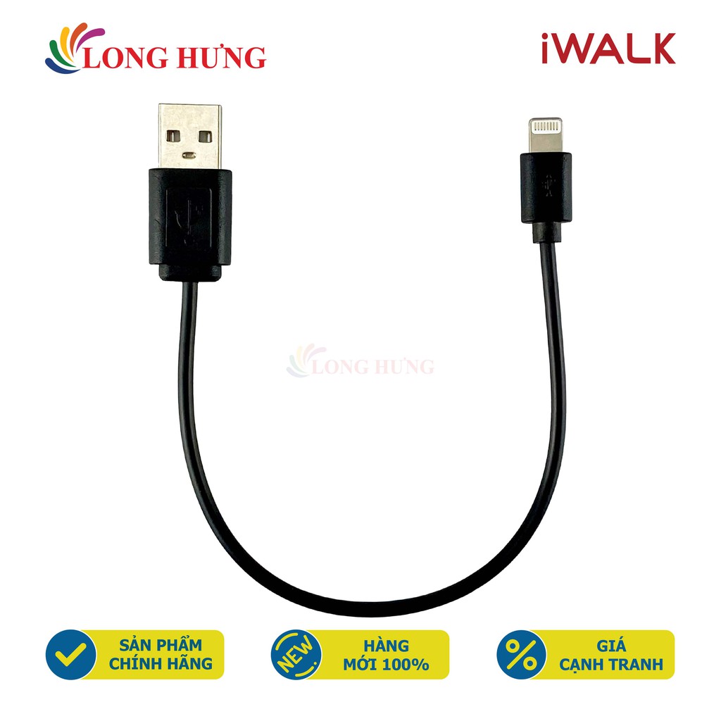 Cáp Lightning iWalk 20cm CL20 - Hàng chính hãng - Cổng Lightning tiện dụng Chiều dài 20cm Dòng điện ổn định