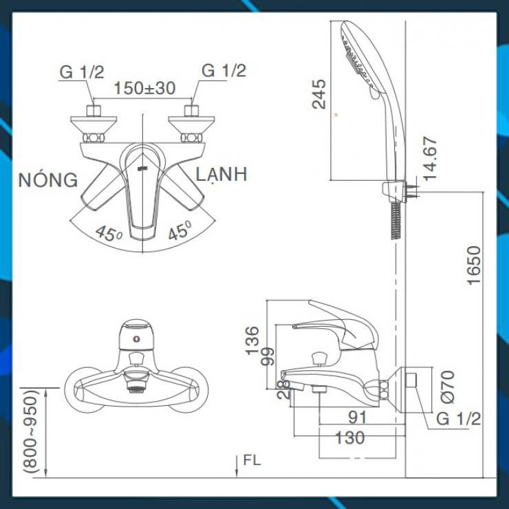 Vòi Sen Tắm Inax  nóng lạnh BFV-3003S-1C Tay Sen Massage