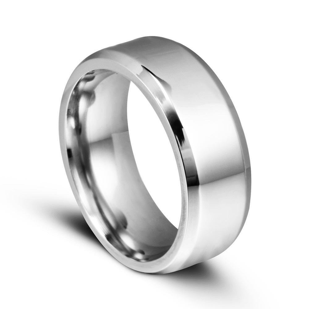Nhẫn Titan Màu Bạc Sáng Bóng 4Mm 8mm Cho Nam Nữ