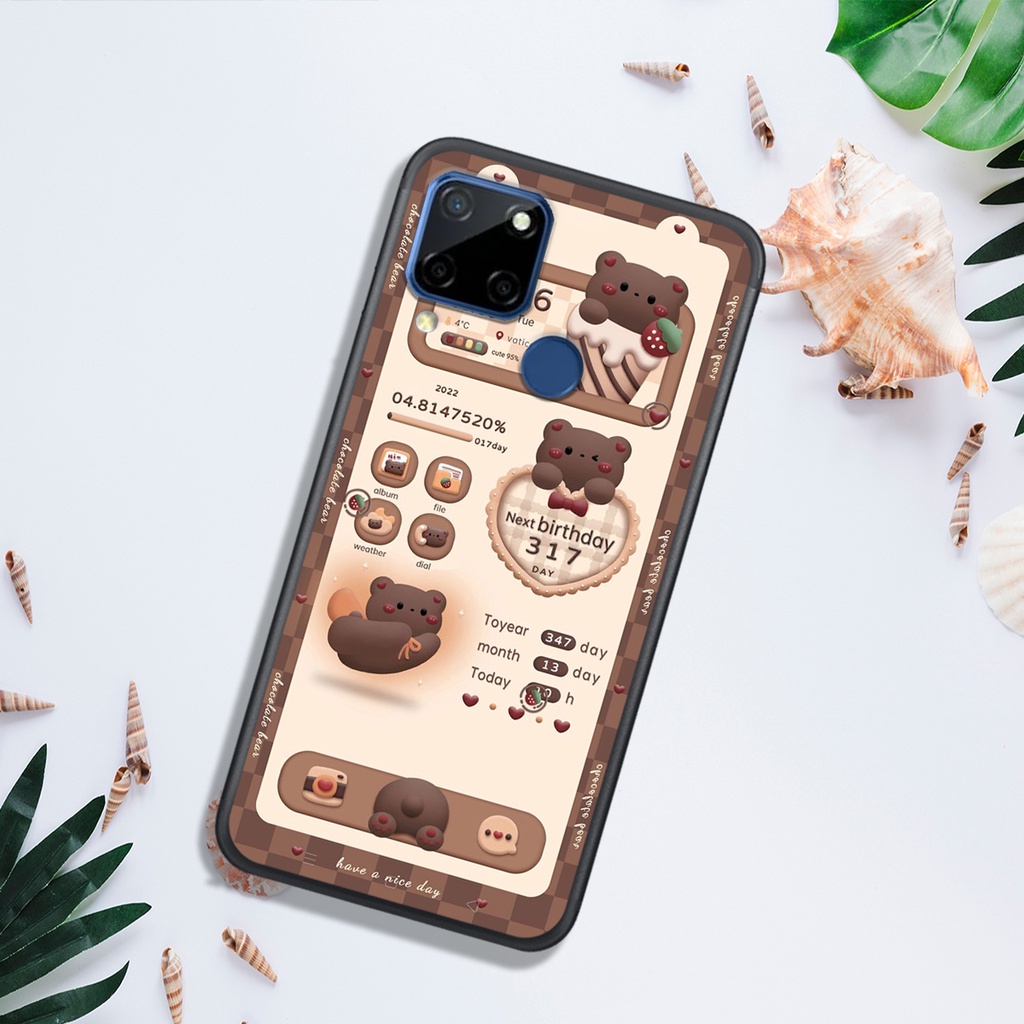 ỐP LƯNG OPPO REALME C12 - C15 -C21 - C21y - C25 - C25y, IN HÌNH GẤU NÂU CHOCOLATE ĐÁNG YÊU.
