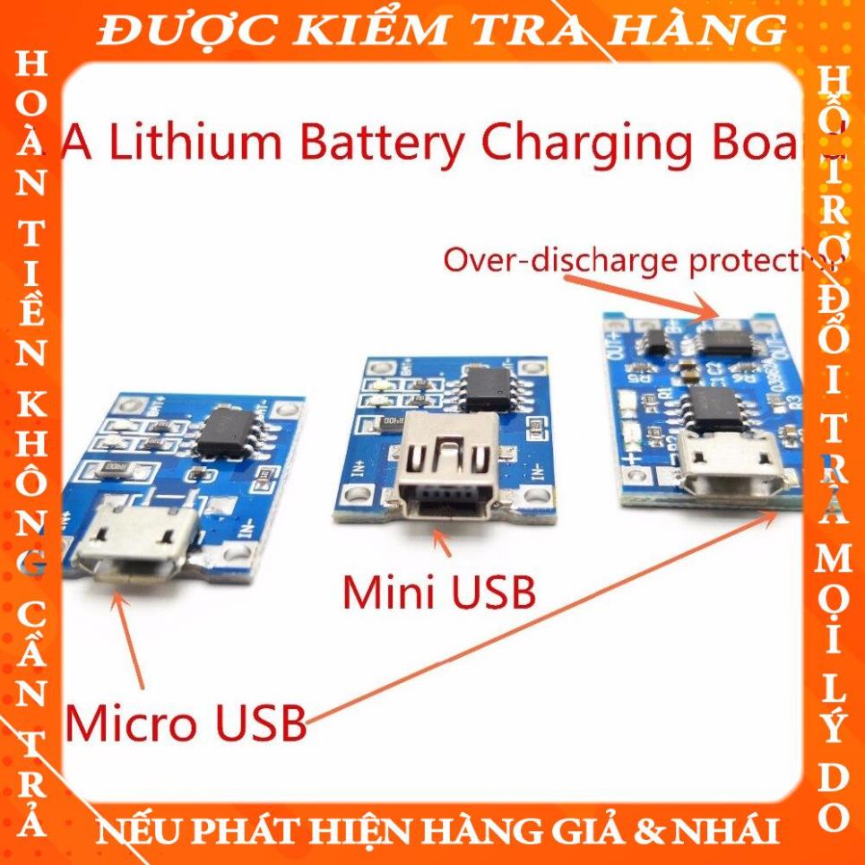 Mạch sạc pin Lithium-ion 18650 1A - cổng Micro USB - Cổng Mini USB (TP4056 | TC4056 ) xphong