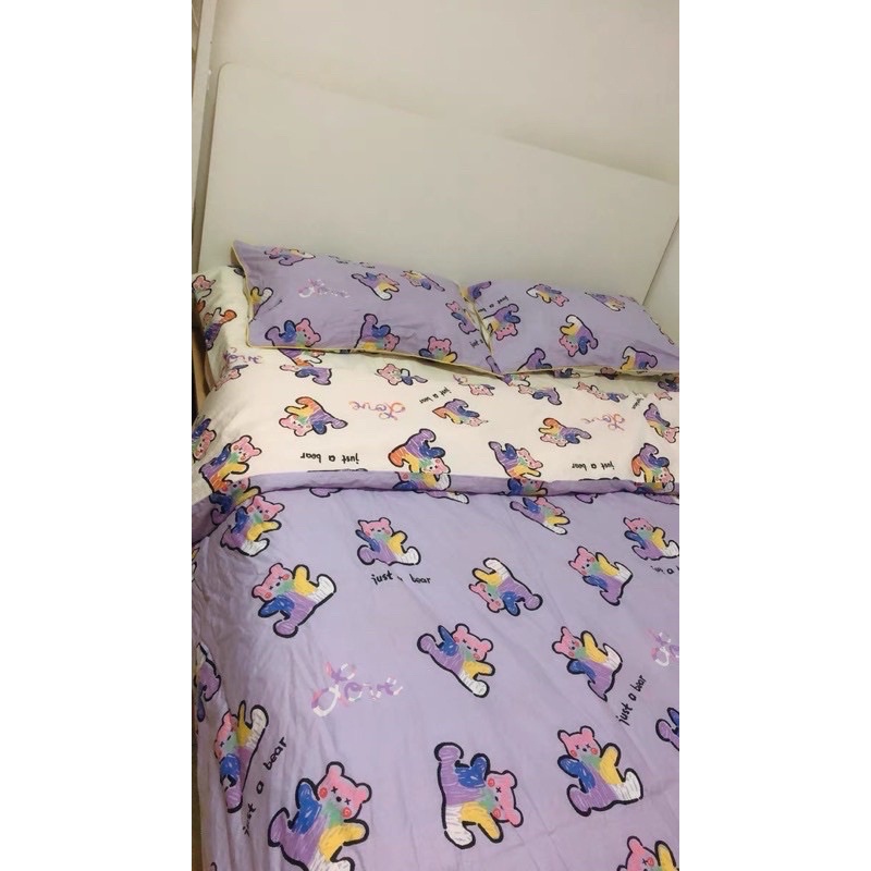 BỘ CHĂN GA POLY GẤU TÍM  nhập khẩu