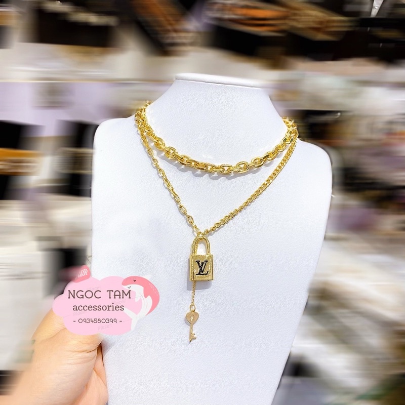Vòng cổ nữ LV xích 2 mảnh tháo rời được, choker nữ cao cấp hàng chuẩn, dây chuyển nữ thời trang