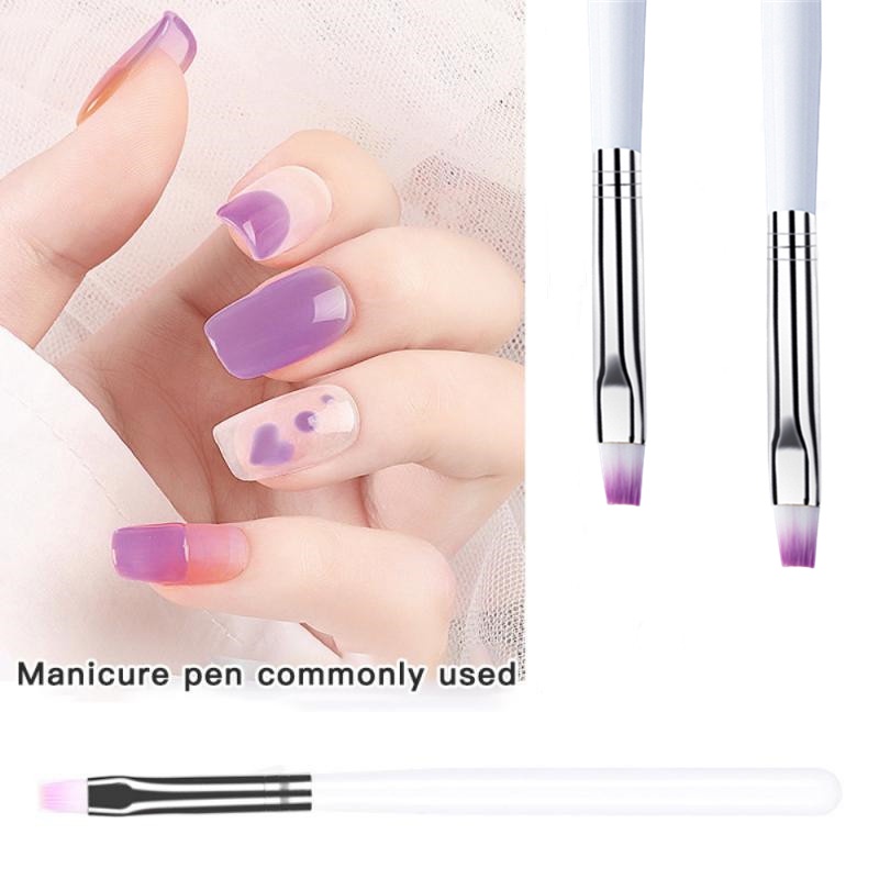 Cọ Vẽ Móng Tay Nghệ Thuật Acrylic Pha Lê Màu Tím Thời Trang Có Tay Cầm Màu Trắng