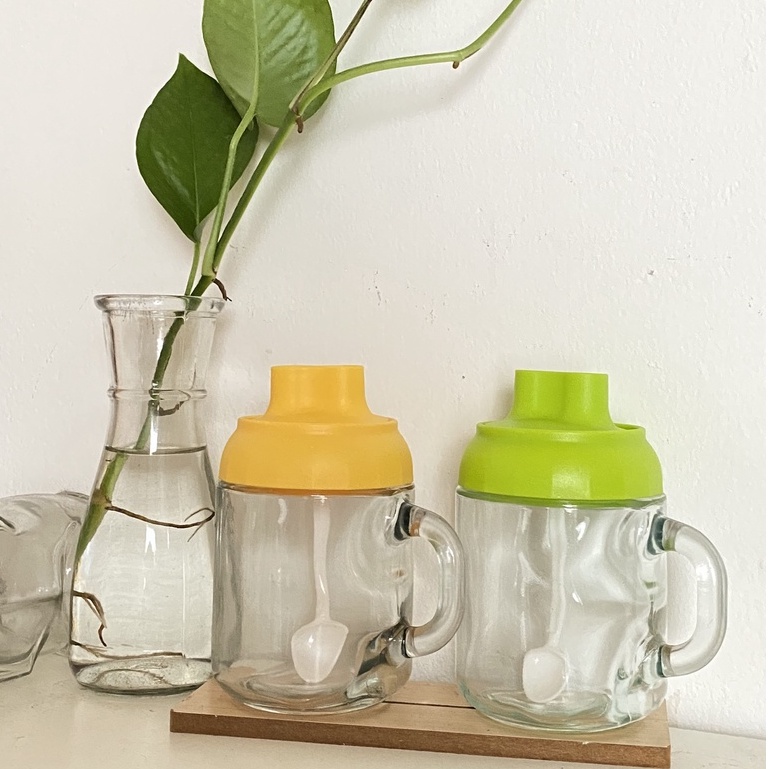 Hủ đựng gia vị 450ml kèm muỗng có tay cầm bằng thủy tinh