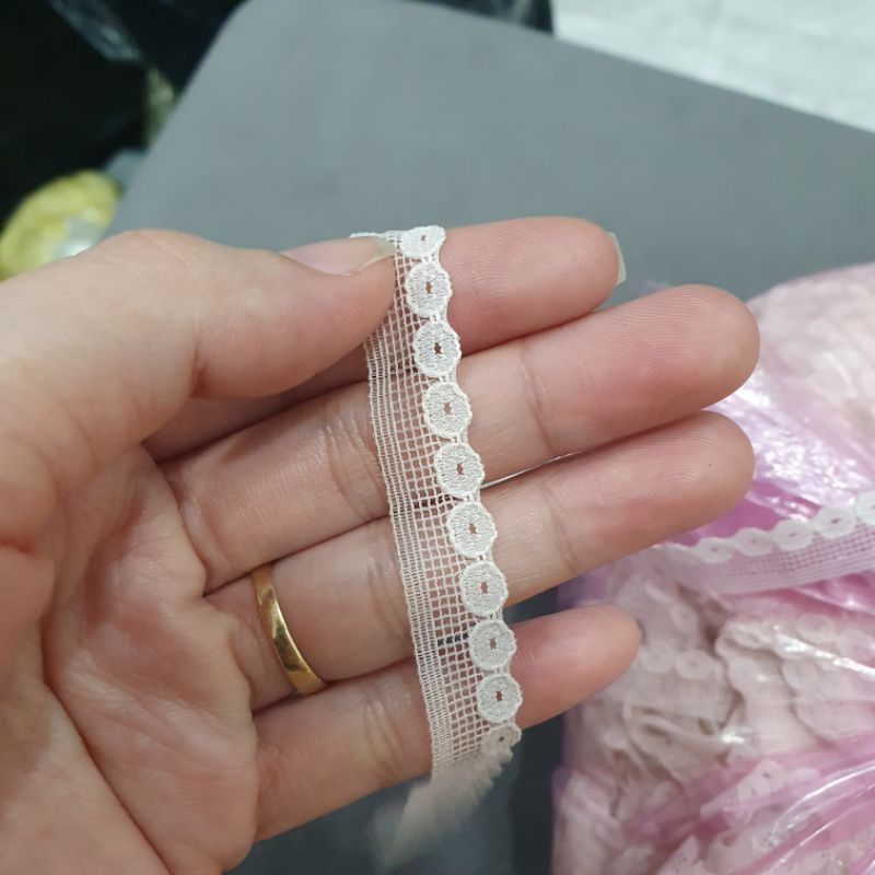 (10 MÉT DÀI)Ren trang trí bản 1cm