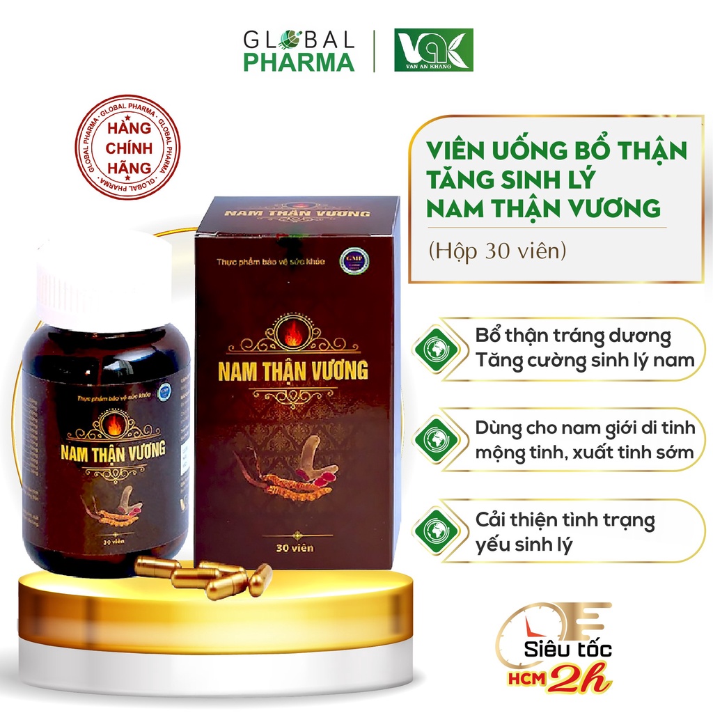 Viên uống Nam Thận Vương VAK tăng cường sinh lý nam, bổ thận tráng dương, giảm xuất tinh sớm (H/30 viên)