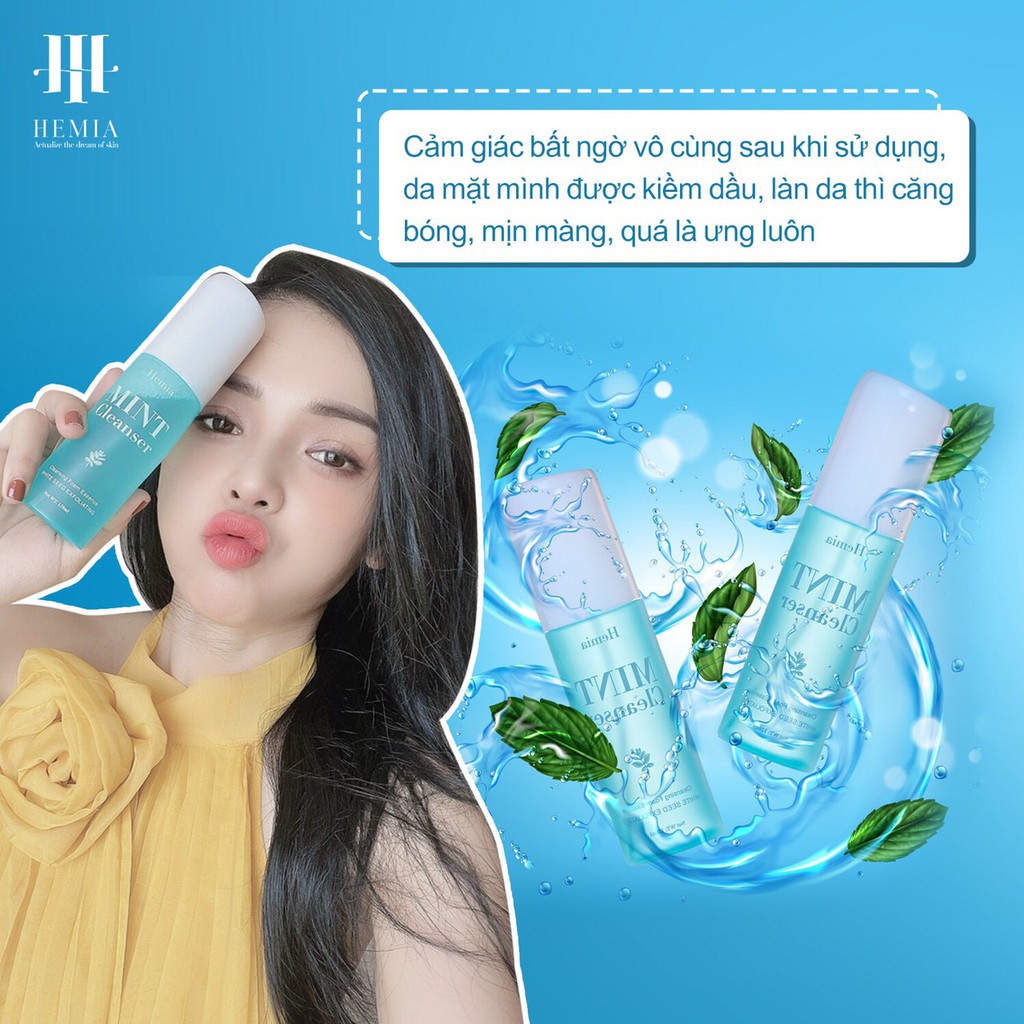 [Chính Hãng] Tinh Thể Rửa Mặt Mint Cleanser Hemia Hàn Quốc - Dưỡng Trắng, Làm Sạch Da, Cấp Ẩm, Kiềm Dầu, Ngừa Mụn | BigBuy360 - bigbuy360.vn