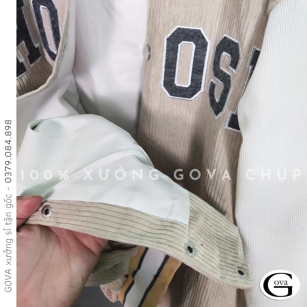 Áo Bomber Nhung Gân CHOOSE form rộng ulzzang áo khoác Nhung nam nữ cực đẹp GOVA