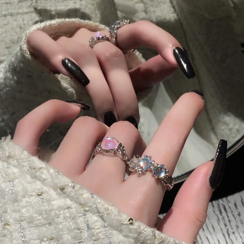 Nhẫn Hở Đính Đá Quý Nhân Tạo Phong Cách Thời Trang Hàn Quốc 19A1656