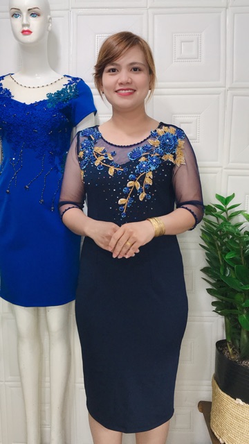 Đầm trung niên dự tiệc cho mẹ, sang trọng, tôn dáng, giấu bụng đủ size