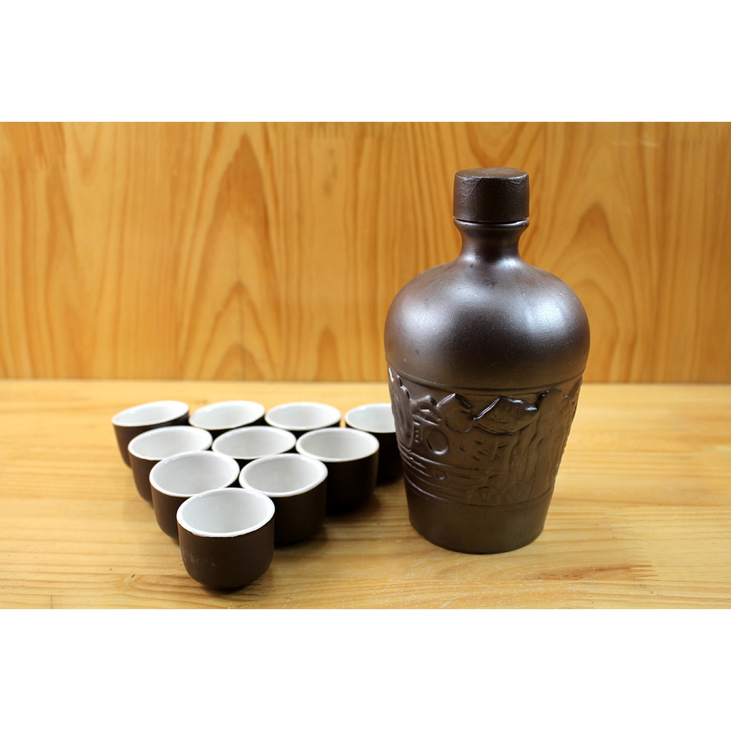 Bộ Bình 500ml và 10 chén uống rượu Bát Tràng 009 - Giá rẻ