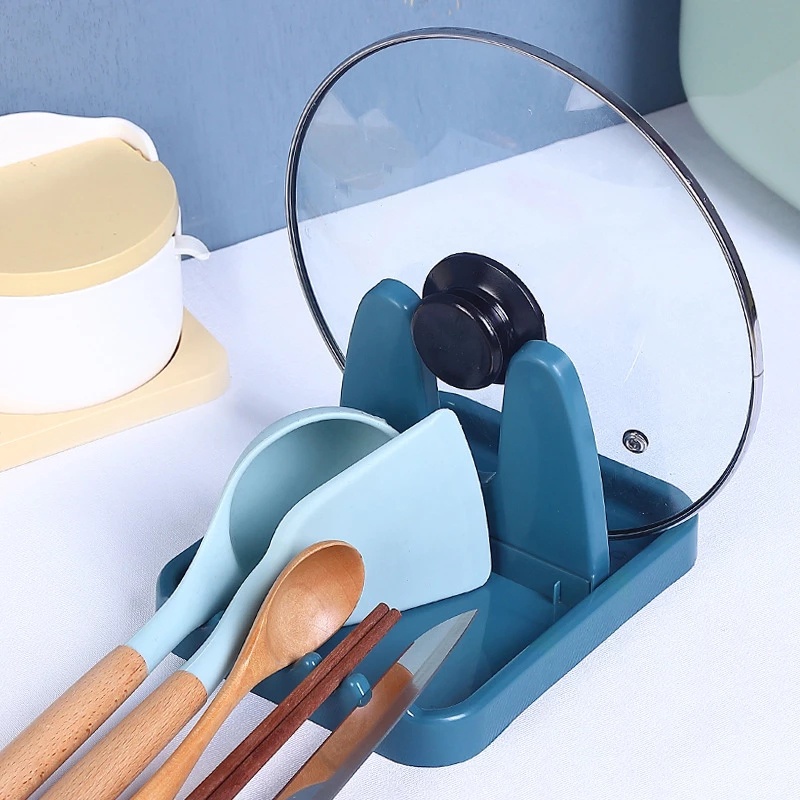 Giá Đỡ Nắp Nồi/Muỗng/Dĩa Đa Năng Bằng Nhựa Có Thể Gấp Gọn
