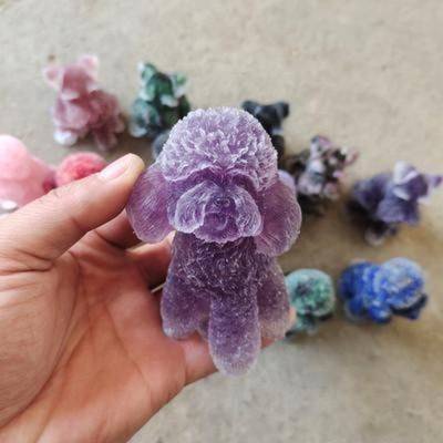 Crystal sỏi nhỏ động vật khắc chó con may mắn khác nhau động vật thủ công đồ trang trí ngày lễ món quà nhỏ