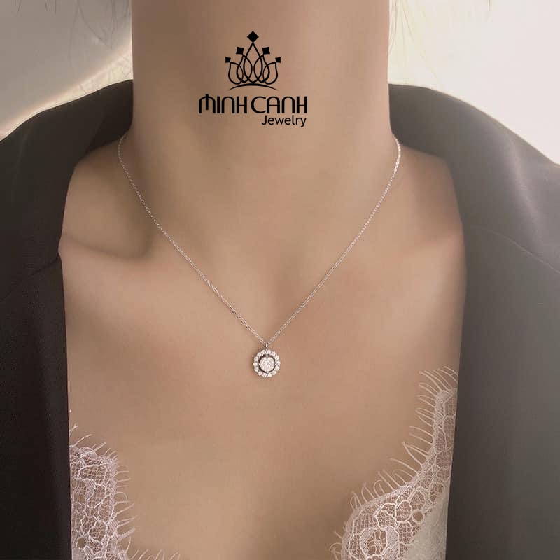 Vòng Đeo Cổ Bạc Đá Tròn Minh Canh Jewelry