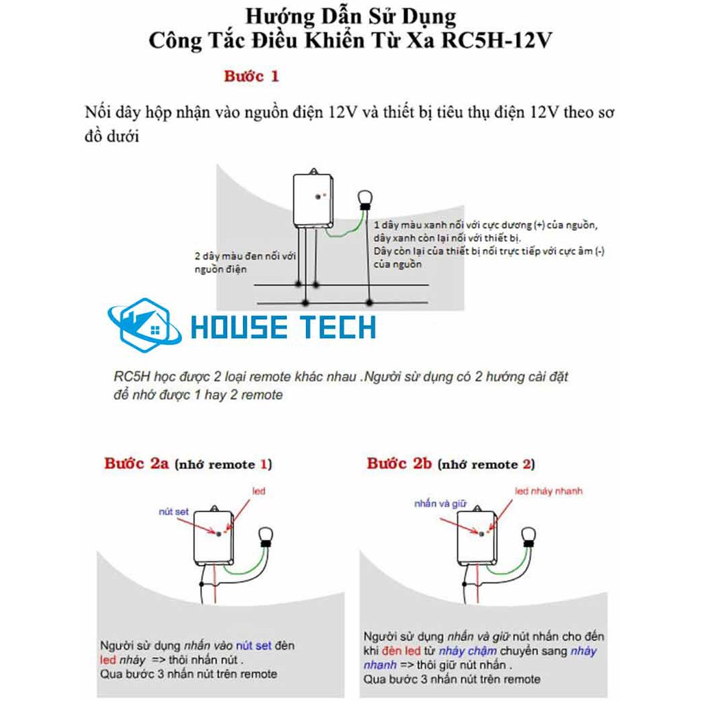 Công tắc điều khiển từ xa 12V - RC5H