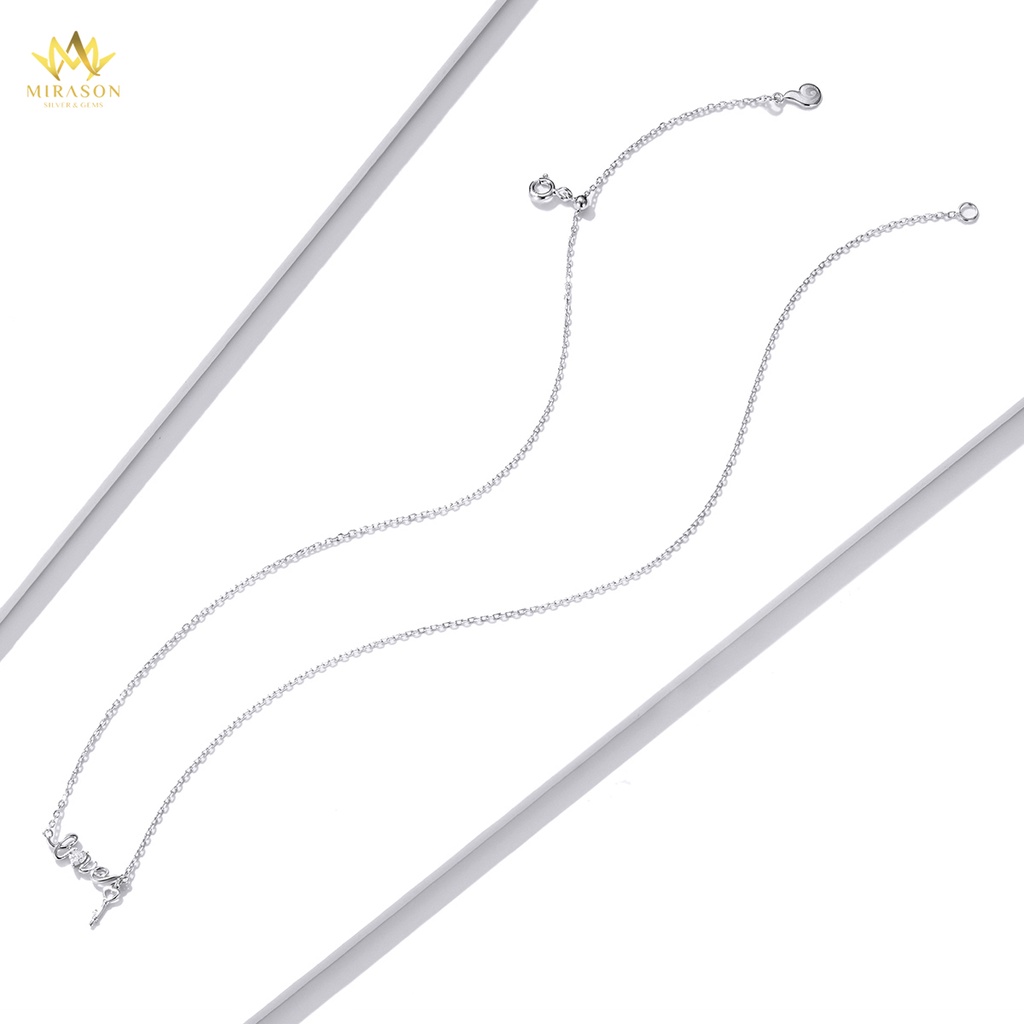 Dây Chuyền Bạc Nữ MIRASON Chữ Love Mix Chìa Khóa Tình Yêu Nạm Đá, Dây Xích MDC082 - Vòng Cổ Nữ Bạc 925 Cao Cấp