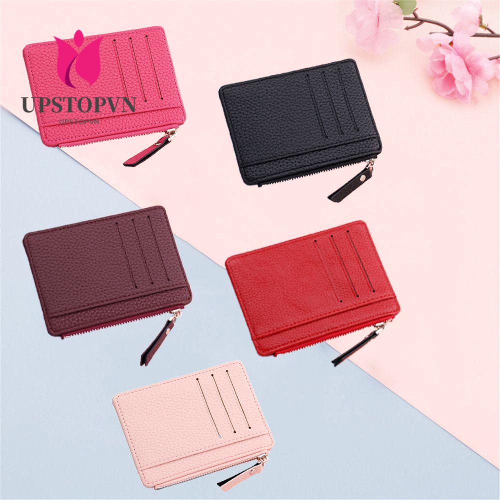 UPSTOP Women's Ultra-thin Card Holder Korean Coin Purse Zipper Card Holder Candy Color Bus Student Bank Card Holder