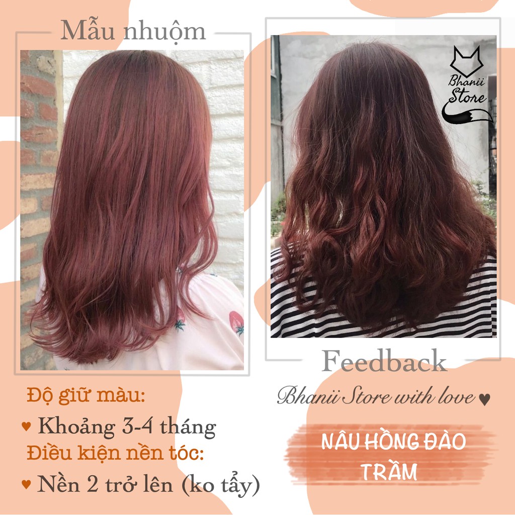 Thuốc nhuộm tóc Nâu Hồng Đào KHÔNG TẨY bhanii store | BigBuy360 - bigbuy360.vn