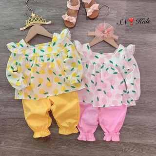 Bộ quả chanh cổ vuông cho bé gái