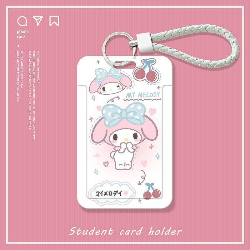 ⭐ iLado ⭐  Thẻ dây đeo thẻ sinh dễ thương Sanrio Hello Kitty Kuromi bọc căn cước thẻ hoc thẻ đi làm viên Vỏ bảo vệ bao đựng thẻ học sinh phù hiệu học sinh dây đeo bảng tên dây đeo bảng tên đồ dùng học sinh