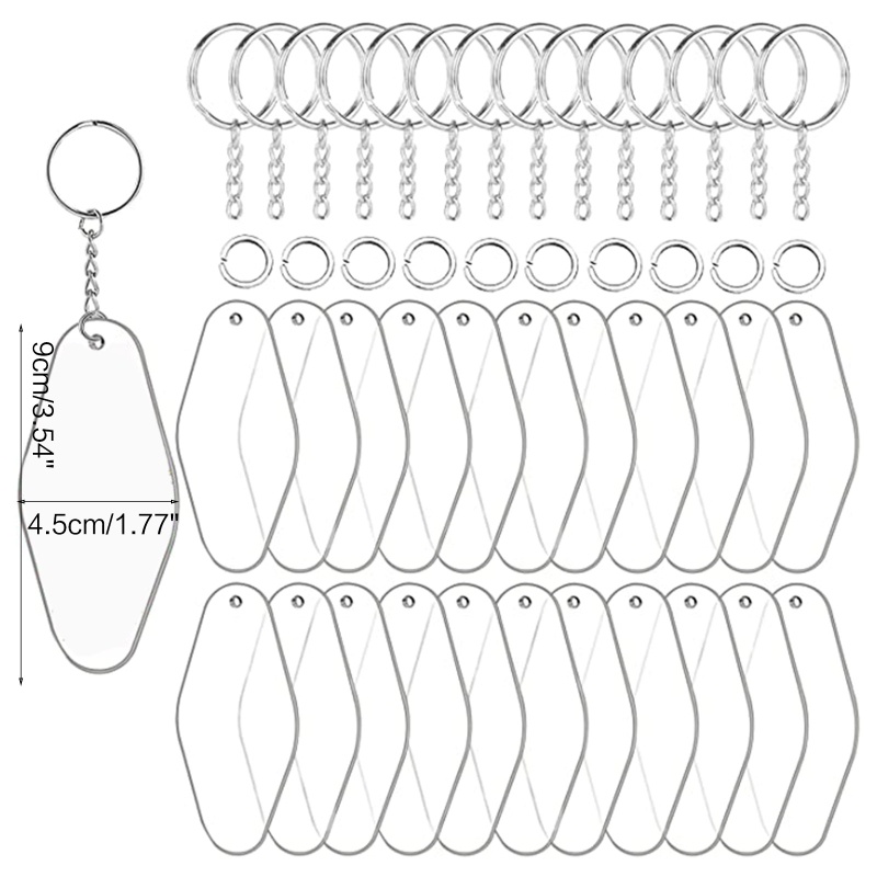 Set 90 Móc Khóa 30X 30 Vòng Bằng Acrylic Trơn
