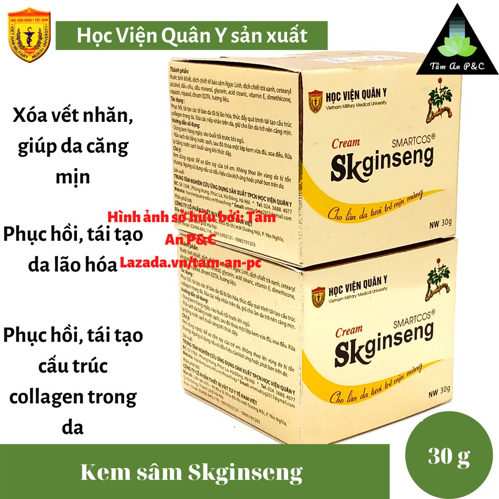 Kem sâm Skginseng Học viện Quân Y (hộp 30g)- Giúp ngăn ngừa, và phục hồi da lão hóa, mờ nám, tàn nhang- CHÍNH HÃNG HVQY