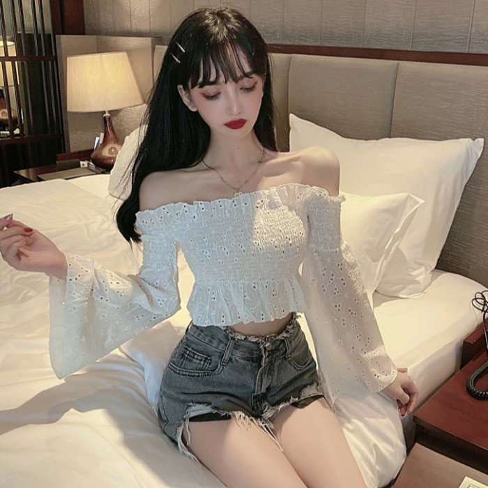 Áo sơ mi nữ tay dài trễ vai Emilyshop