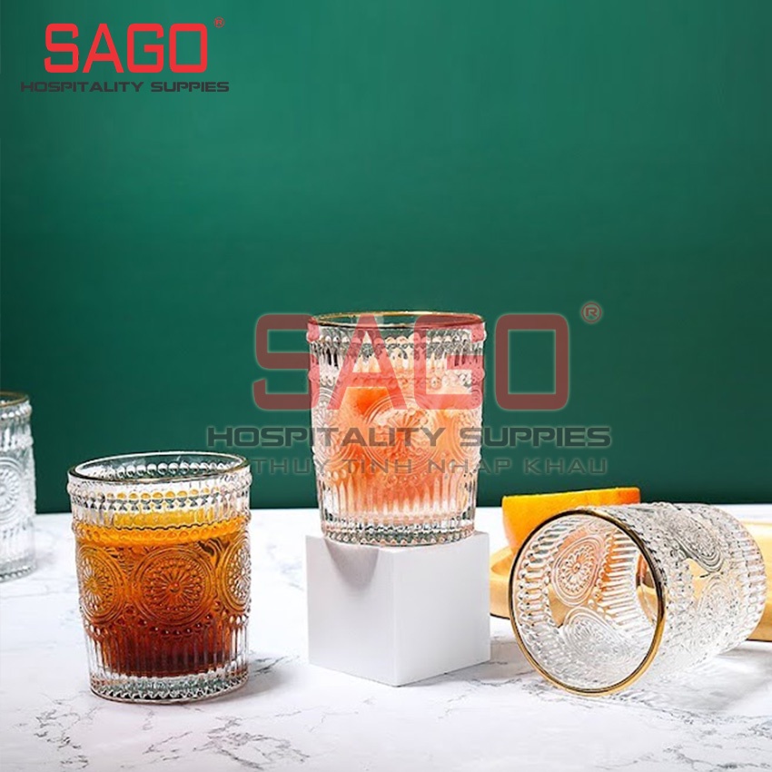 Ly Thủy Tinh , Cốc Thủy Tinh Deli Baroque Glass 300ml , 350ml | Tùy chọn Dung Tích