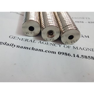Nam châm 20x4 lỗ 5mm, nam châm siêu mạnh có lỗ vát bắt vít chìm