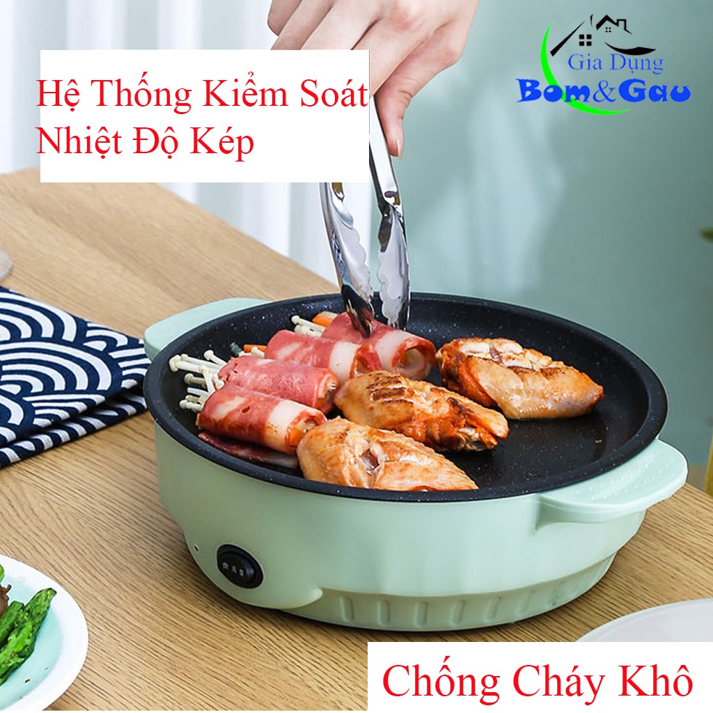 Bếp Nướng Điện Mini Gia Đình Đa Năng, Chống Dính Cao Cấp, Điều Chỉnh Nhiệt Độ, Không Khói, Nướng Thịt, Chiên Trứng