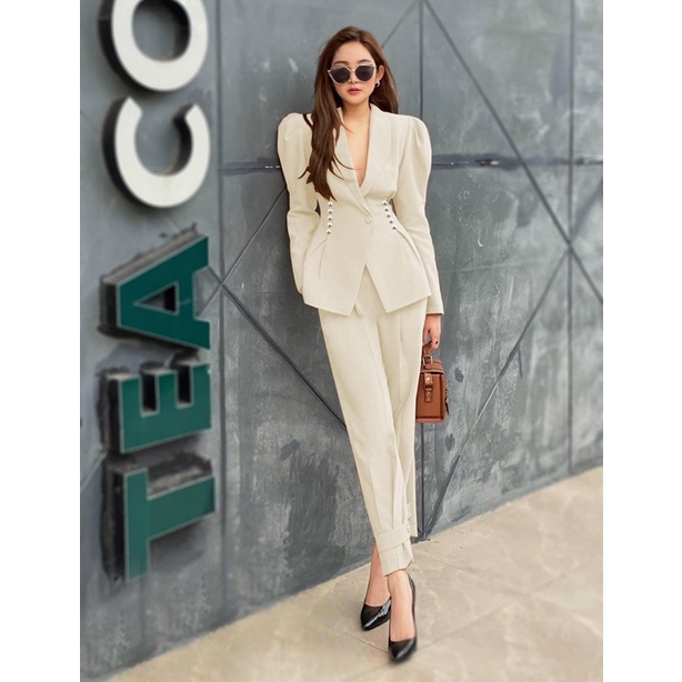 Set vest nữ cài eo