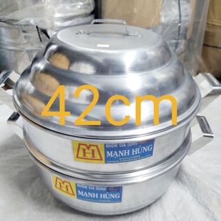Bộ xửng hấp bánh+rau củ quả nhôm mạnh hùng size 42cm