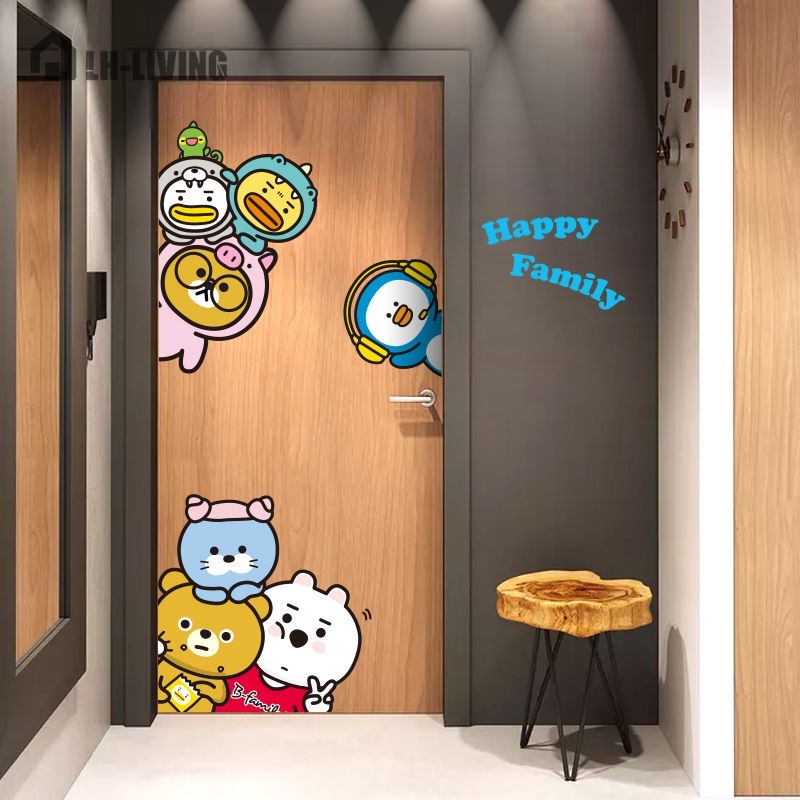 Hình dán tường/ tủ lạnh/ phòng ngủ tự dính họa tiết hoạt hình 3D sáng tạo dễ thương
